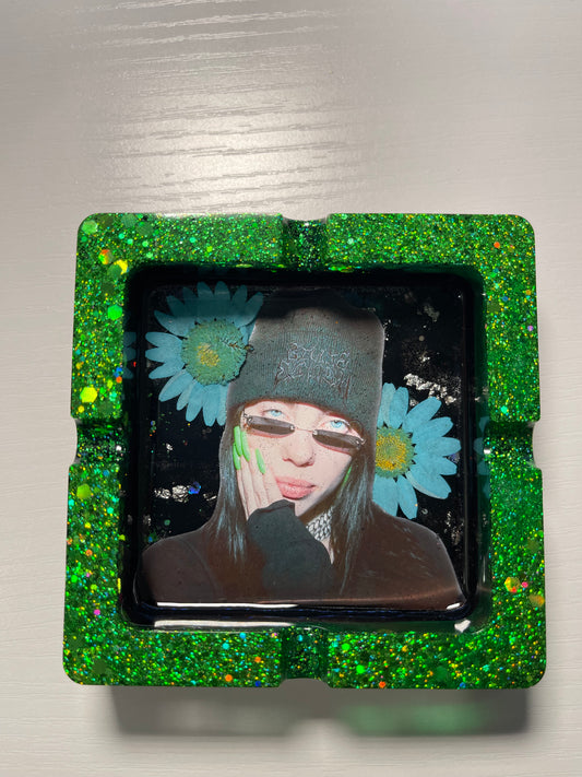 Billie Eillish| Floral Eyes Glitter Resin Ashtray