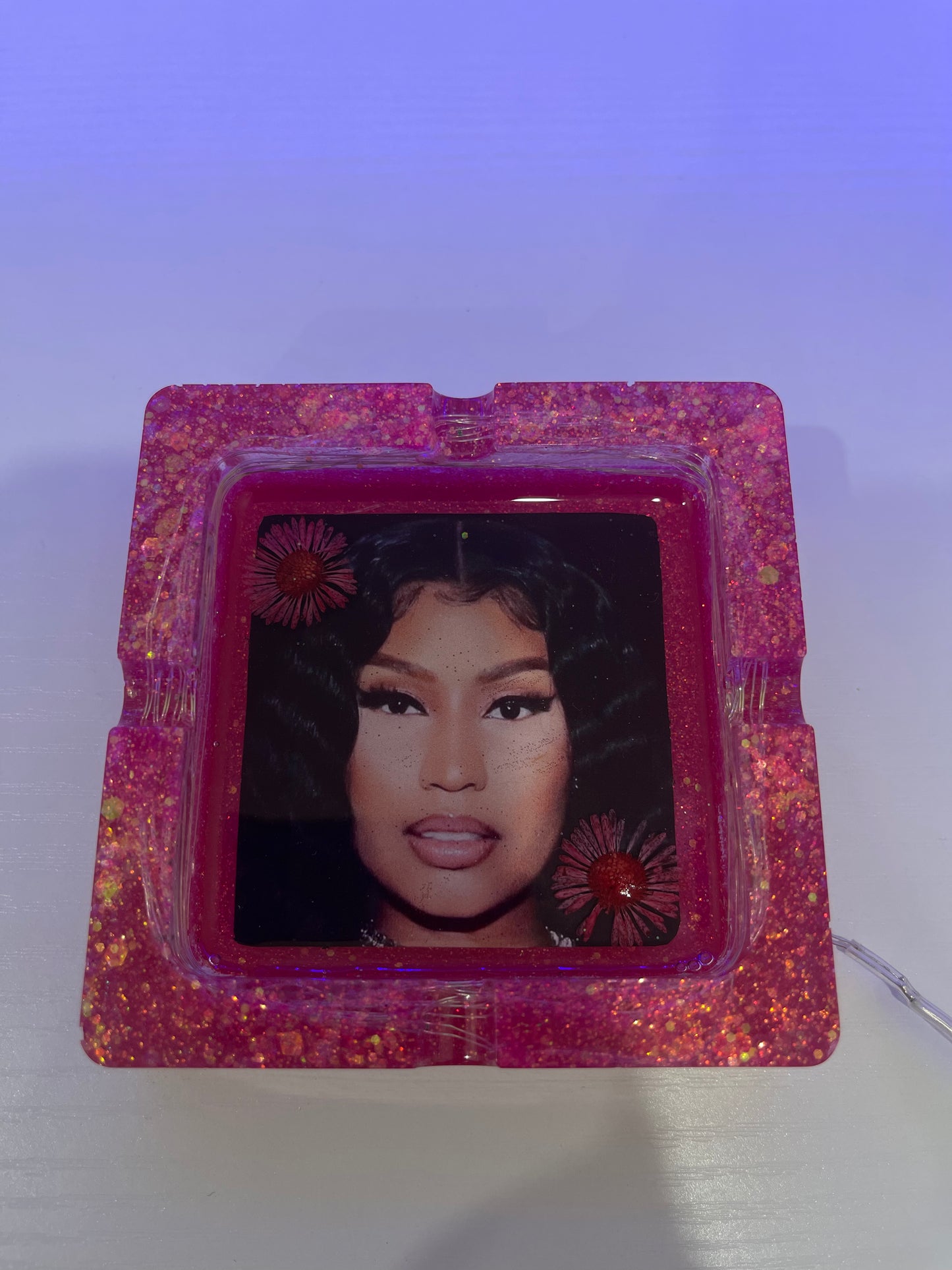 Nicki Minaj| Pink Barbie Glitter Resin Light Up Ashtray