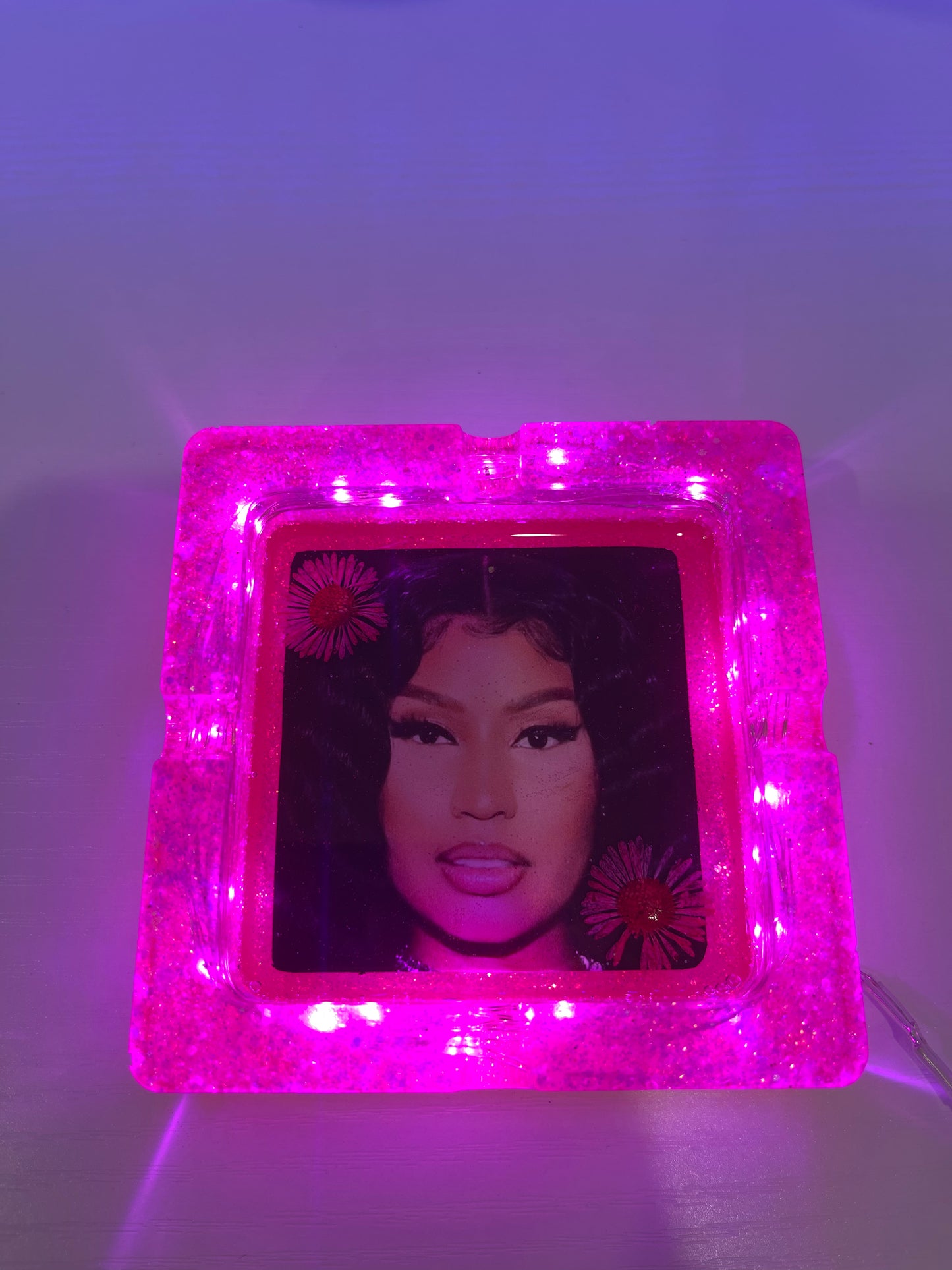 Nicki Minaj| Pink Barbie Glitter Resin Light Up Ashtray