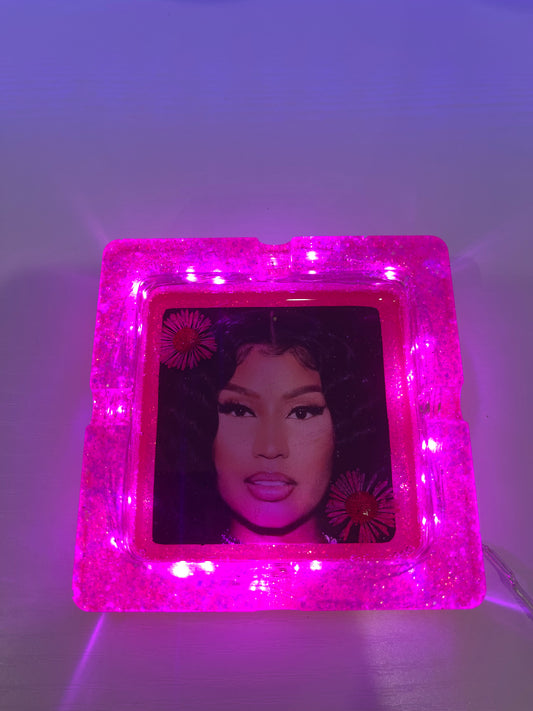 Nicki Minaj| Pink Barbie Glitter Resin Light Up Ashtray